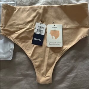 Leonisa High-Waisted Seamless Shaper Thong Panty - Tan